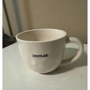 Rae Dunn Magenta "Indulge" Short Coffee Tea Mug Typewriter Font